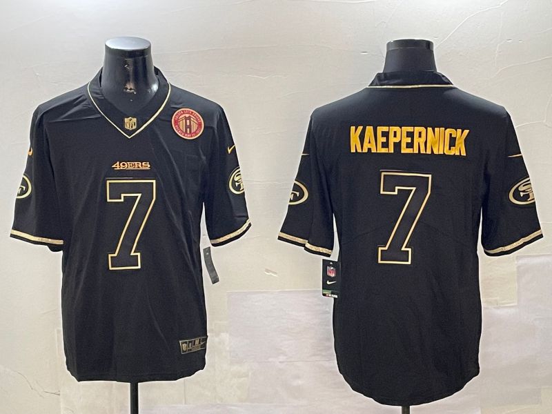 Men San Francisco 49ers #7 Kaepernick Black Gold Throwback 2024 Nike Limited NFL Jersey style 5